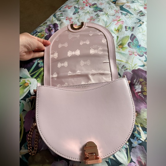 Ted Baker Pink Suede Flap Saddle Bag - Picture 4 of 4